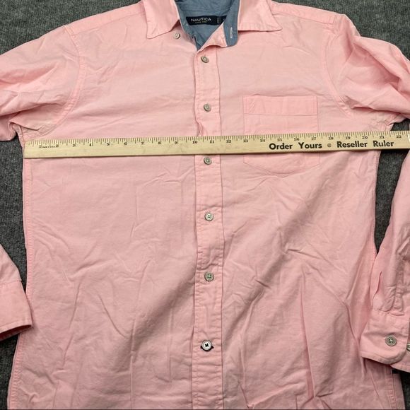 Nautica red pink button down Long Sleeves - Men’s Sz small - Picture 3 of 7